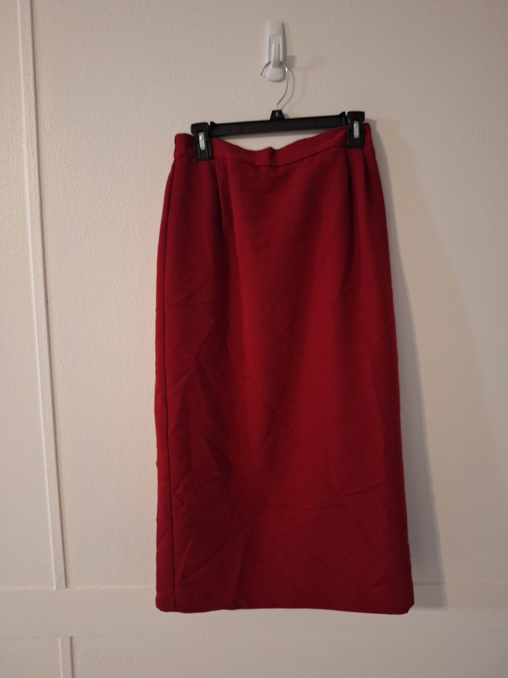 Michele Red Straight Midi Skirt